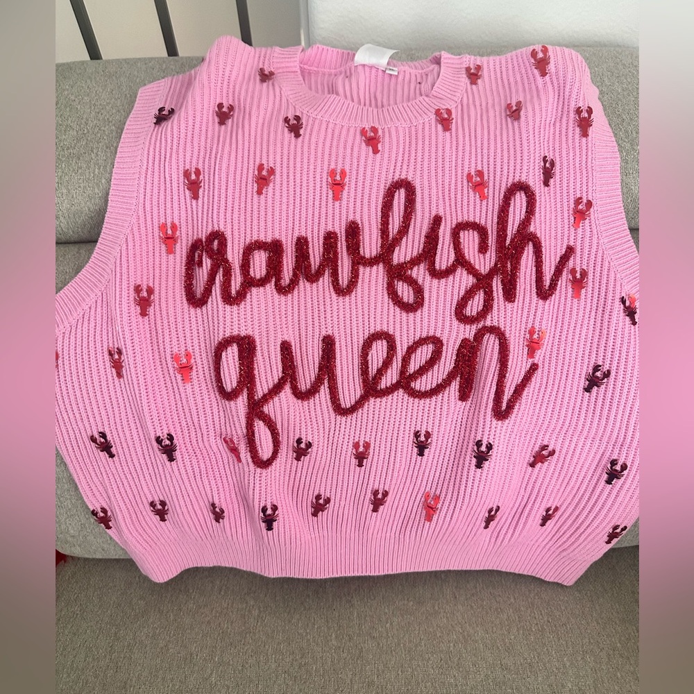 Queen of sparkles Crawfish queen sweater vest bnwot xL
